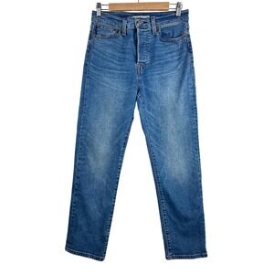 Levi's Wedgie Straight jeans sz 29 Blue High Rise Button Fly 90s boho preppy